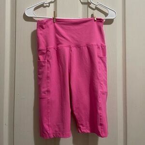High Waisted Biker Shorts with Pockets Hot Pink